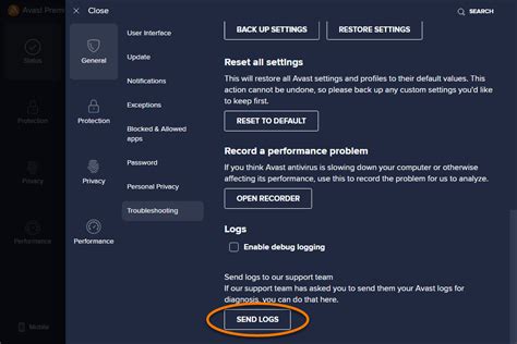 How to submit a support file using the Avast Support Tool .